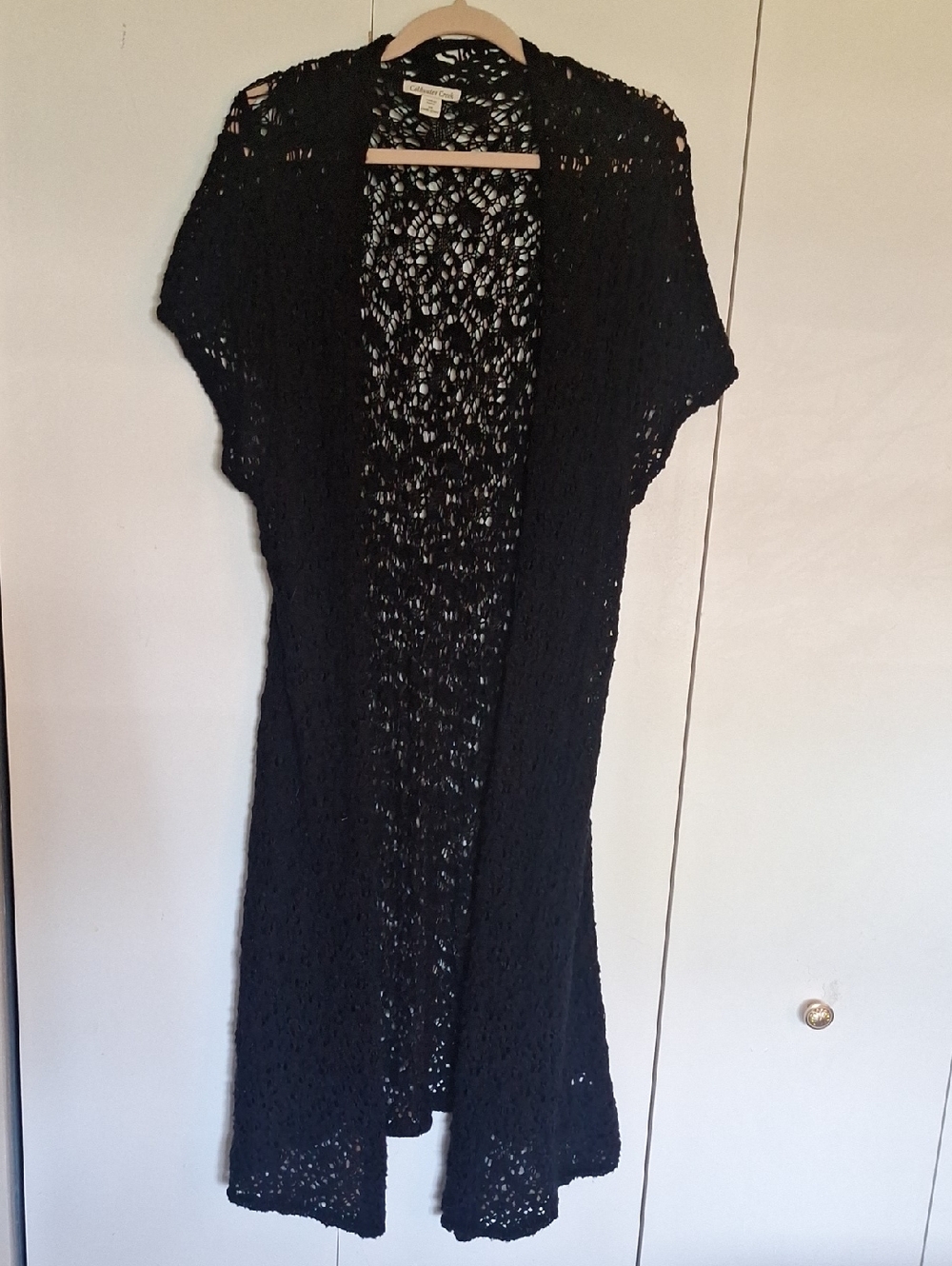 Coldwater Creek Black Crochet Openwork Cardigan